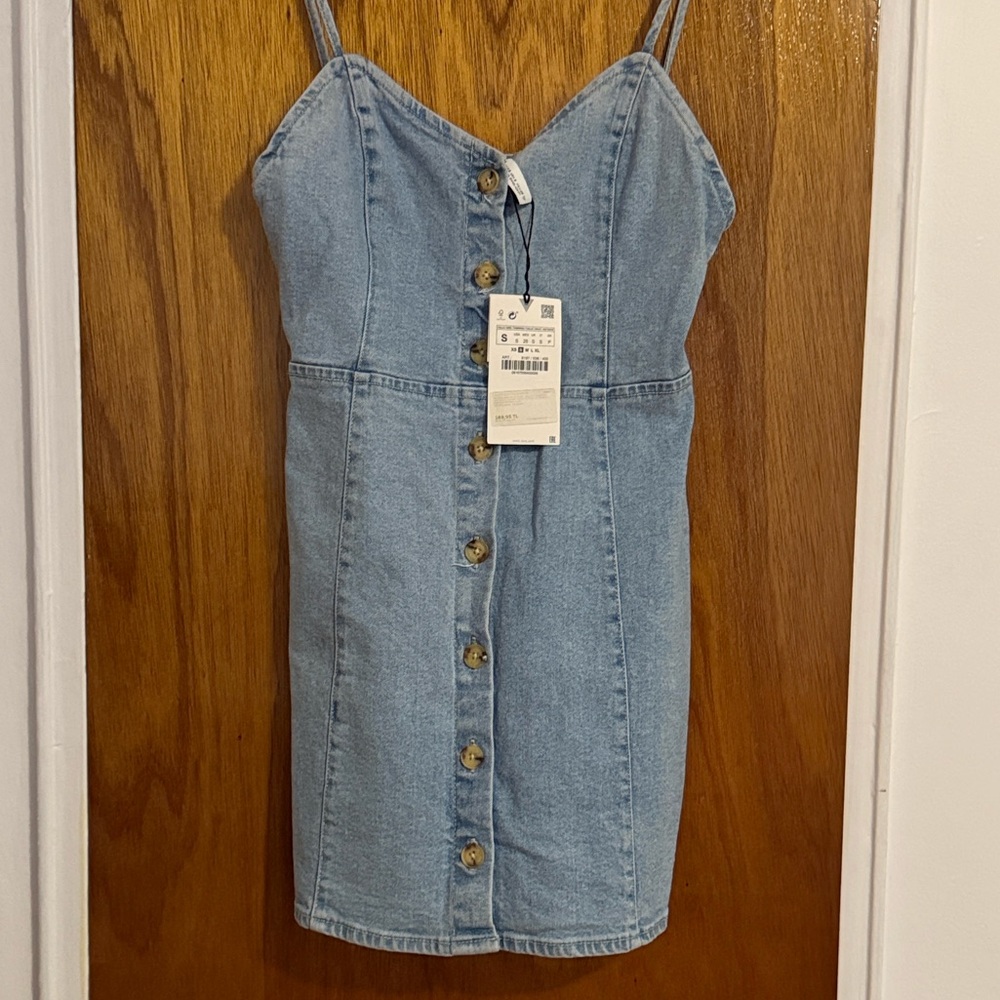 Zara Light Blue Denim Dress